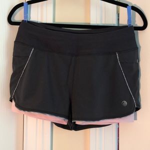Grey and Pink MPG Running Shorts